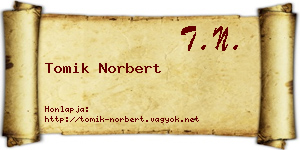 Tomik Norbert névjegykártya